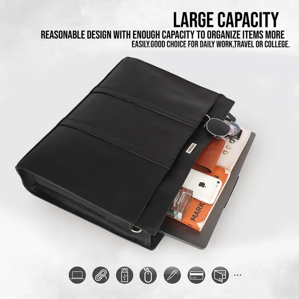 Black_Vegan_Leather_Casual_Classy_Unique_Design_Laptop_Office_Business_Top_Handle_Crossbody_Messenger_Bag_For_Unisex_Laptop_Fitt_Upto_14_Inch