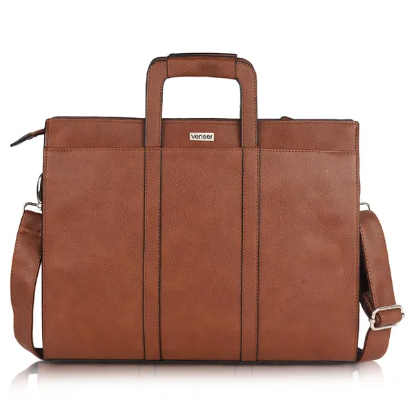 Brown_Vegan_Leather_Casual_Classy_Unique_Design_Laptop_Office_Business_Top_Handle_Crossbody_Messenger_Bag_For_Unisex_Laptop_Fitt_Upto_14_Inch