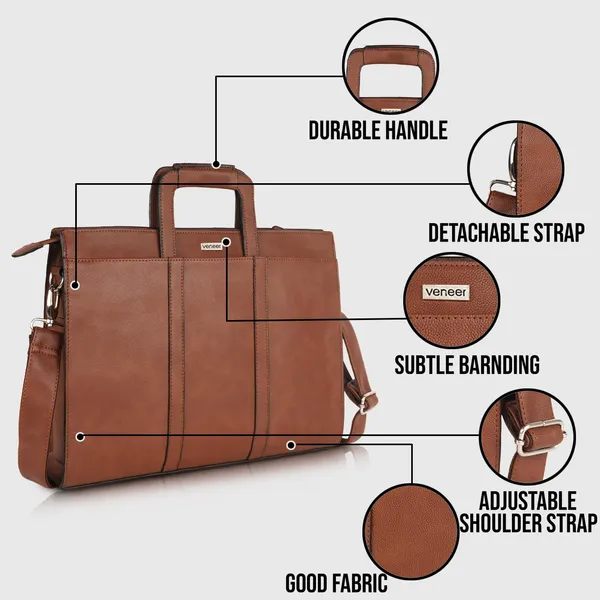 Brown_Vegan_Leather_Casual_Classy_Unique_Design_Laptop_Office_Business_Top_Handle_Crossbody_Messenger_Bag_For_Unisex_Laptop_Fitt_Upto_14_Inch