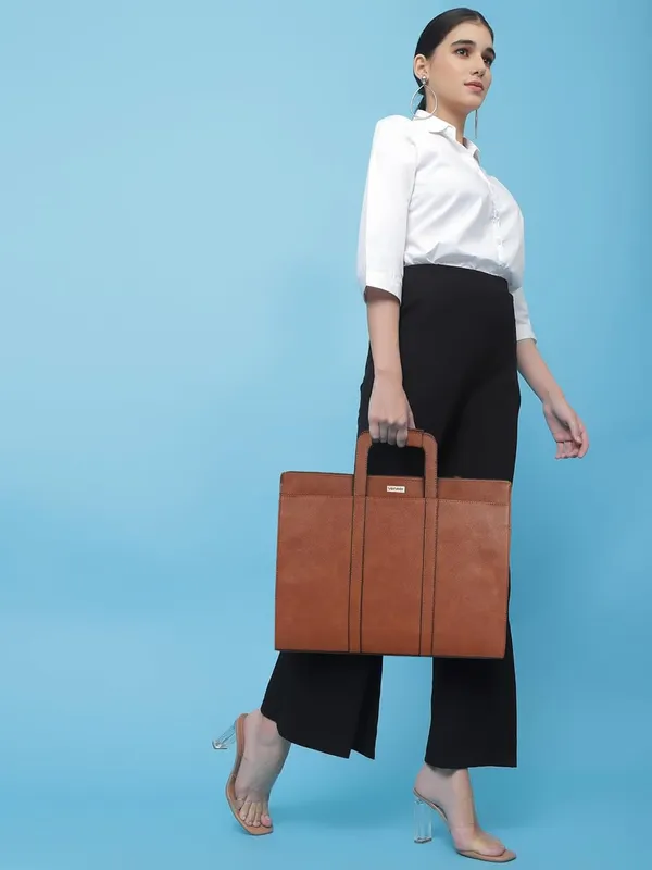 Brown_Vegan_Leather_Casual_Classy_Unique_Design_Laptop_Office_Business_Top_Handle_Crossbody_Messenger_Bag_For_Unisex_Laptop_Fitt_Upto_14_Inch