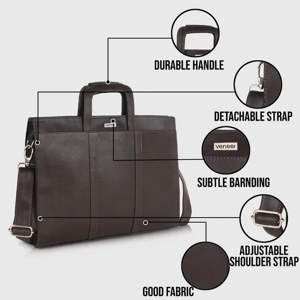 Dark_Brown_Vegan_Leather_Casual_Classy_Unique_Design_Laptop_Office_Business_Top_Handle_Crossbody_Messenger_Bag_For_Unisex_Laptop_Fitt_Upto_14_Inch