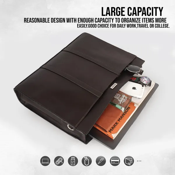 Dark_Brown_Vegan_Leather_Casual_Classy_Unique_Design_Laptop_Office_Business_Top_Handle_Crossbody_Messenger_Bag_For_Unisex_Laptop_Fitt_Upto_14_Inch