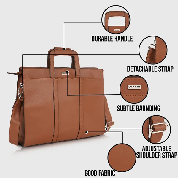 Tan_Vegan_Leather_Casual_Classy_Unique_Design_Laptop_Office_Business_Top_Handle_Crossbody_Messenger_Bag_For_Unisex_Laptop_Fitt_Upto_14_Inch