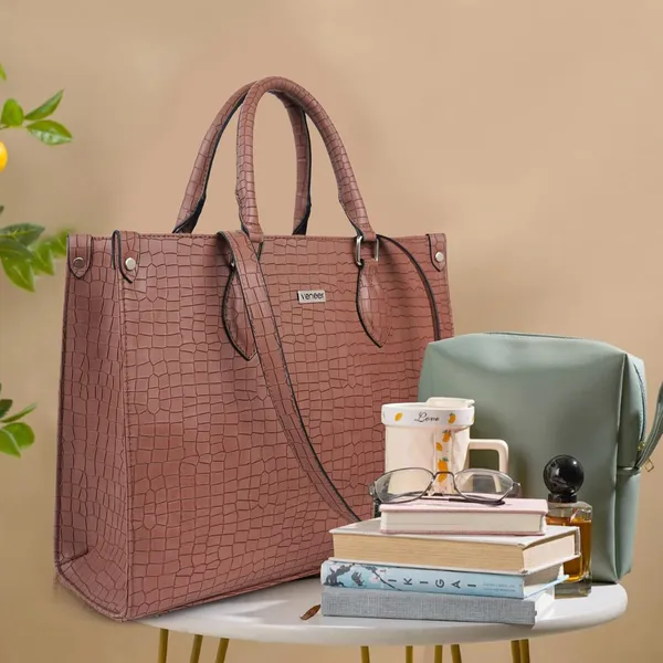 Beige_Croco_Pattern_Stylish_Classy_Design_Trendy_Travel_Dailyuse_Tote_Shoulder_Handbag_For_Women
