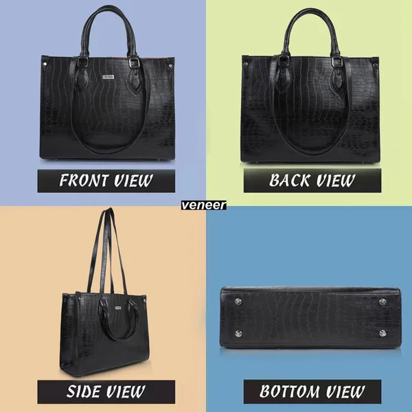 Black_Croco_Pattern_Stylish_Classy_Design_Trendy_Travel_Dailyuse_Tote_Shoulder_Handbag_For_Women