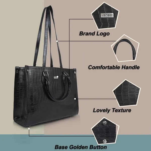 Black_Croco_Pattern_Stylish_Classy_Design_Trendy_Travel_Dailyuse_Tote_Shoulder_Handbag_For_Women