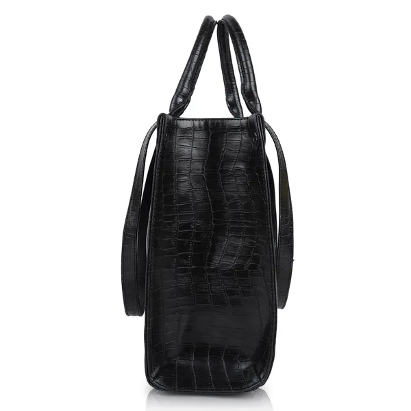 Black_Croco_Pattern_Stylish_Classy_Design_Trendy_Travel_Dailyuse_Tote_Shoulder_Handbag_For_Women