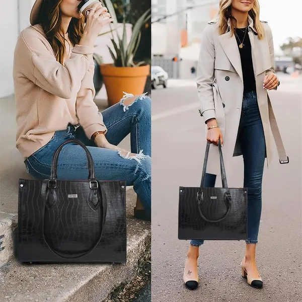 Black_Croco_Pattern_Stylish_Classy_Design_Trendy_Travel_Dailyuse_Tote_Shoulder_Handbag_For_Women