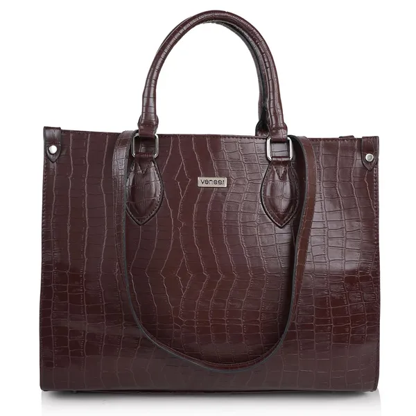 Brown_Croco_Pattern_Stylish_Classy_Design_Trendy_Travel_Dailyuse_Tote_Shoulder_Handbag_For_Women
