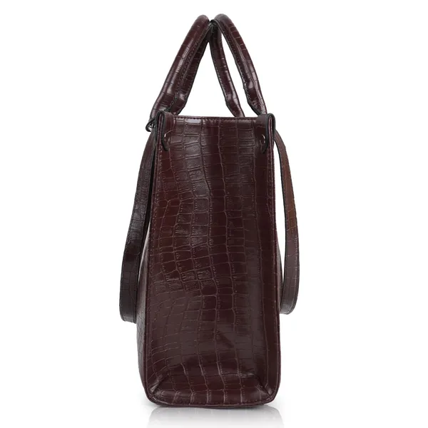 Brown_Croco_Pattern_Stylish_Classy_Design_Trendy_Travel_Dailyuse_Tote_Shoulder_Handbag_For_Women
