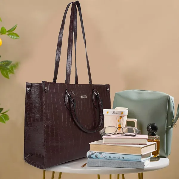 Brown_Croco_Pattern_Stylish_Classy_Design_Trendy_Travel_Dailyuse_Tote_Shoulder_Handbag_For_Women