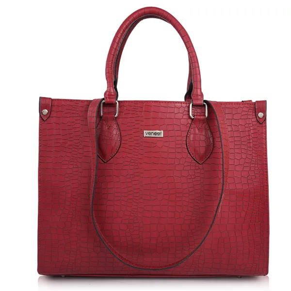 Maroon_Croco_Pattern_Stylish_Classy_Design_Trendy_Travel_Dailyuse_Tote_Shoulder_Handbag_For_Women