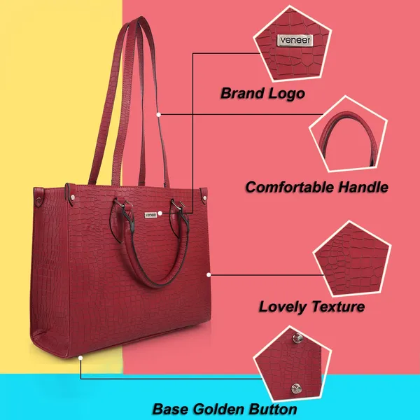 Maroon_Croco_Pattern_Stylish_Classy_Design_Trendy_Travel_Dailyuse_Tote_Shoulder_Handbag_For_Women
