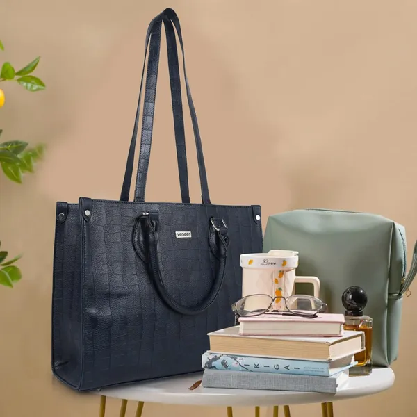 Navy_Blue_Croco_Pattern_Stylish_Classy_Design_Trendy_Travel_Dailyuse_Tote_Shoulder_Handbag_For_Women