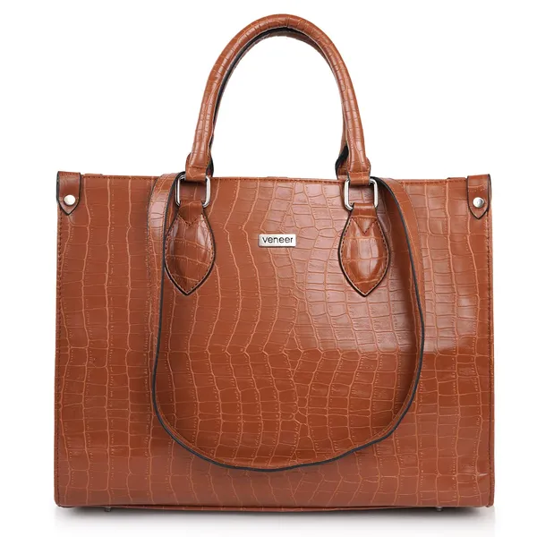 Tan_Croco_Pattern_Stylish_Classy_Design_Trendy_Travel_Dailyuse_Tote_Shoulder_Handbag_For_Women