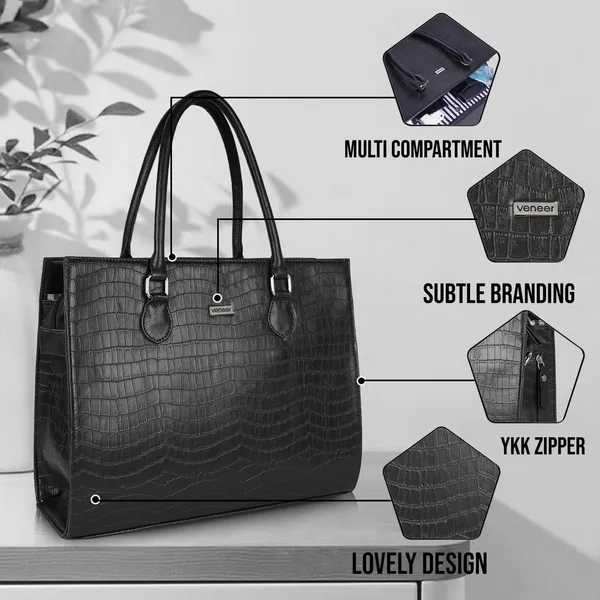 Black_Vegan_Leather_Casual_Classy_Design_Shoulder_Crossbody_Tote_Bag_With_Laptop_Sleeve_Cover_And_Pouch_For_Women