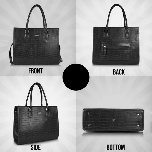 Black_Vegan_Leather_Casual_Classy_Design_Shoulder_Crossbody_Tote_Bag_With_Laptop_Sleeve_Cover_And_Pouch_For_Women
