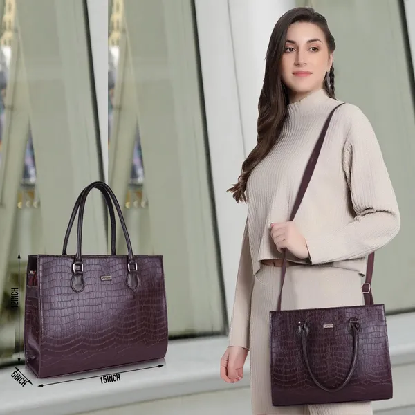 Brown_Vegan_Leather_Casual_Classy_Design_Shoulder_Crossbody_Tote_Bag_With_Laptop_Sleeve_Cover_And_Pouch_For_Women