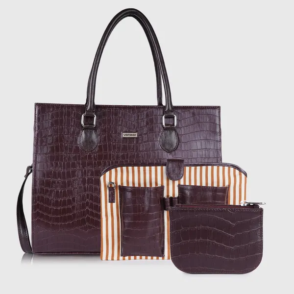 Brown_Vegan_Leather_Casual_Classy_Design_Shoulder_Crossbody_Tote_Bag_With_Laptop_Sleeve_Cover_And_Pouch_For_Women