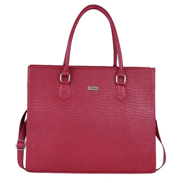 Maroon_Vegan_Leather_Casual_Classy_Design_Shoulder_Crossbody_Tote_Bag_With_Laptop_Sleeve_Cover_And_Pouch_For_Women