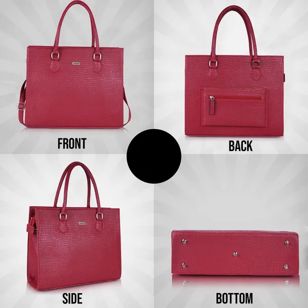 Maroon_Vegan_Leather_Casual_Classy_Design_Shoulder_Crossbody_Tote_Bag_With_Laptop_Sleeve_Cover_And_Pouch_For_Women