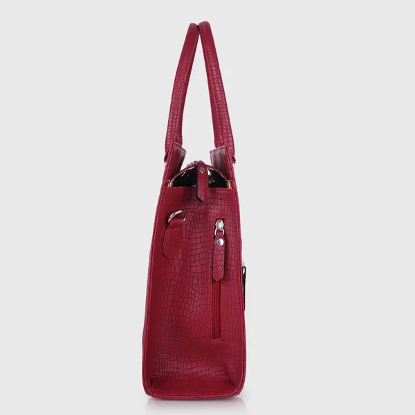 Maroon_Vegan_Leather_Casual_Classy_Design_Shoulder_Crossbody_Tote_Bag_With_Laptop_Sleeve_Cover_And_Pouch_For_Women
