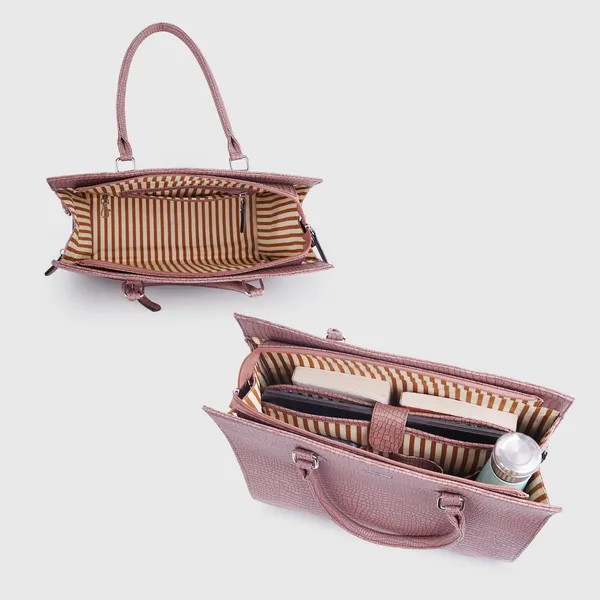 Peach_Vegan_Leather_Casual_Classy_Design_Shoulder_Crossbody_Tote_Bag_With_Laptop_Sleeve_Cover_And_Pouch_For_Women
