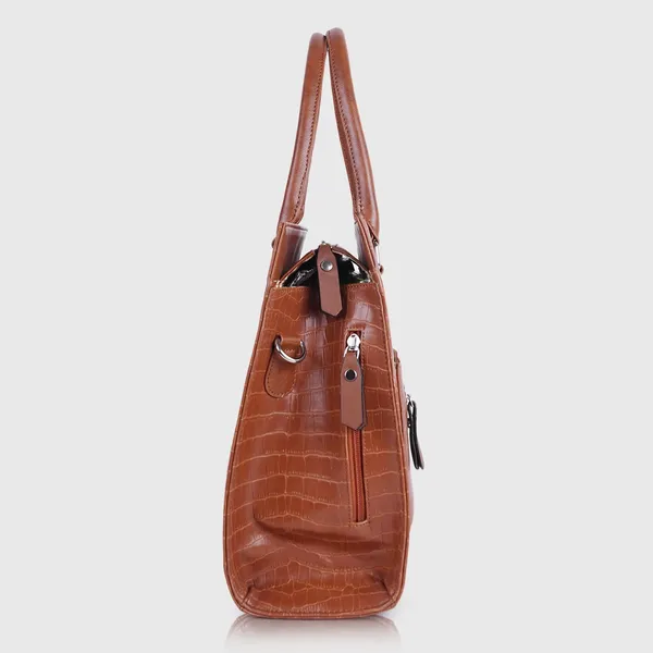 Tan_Vegan_Leather_Casual_Classy_Design_Shoulder_Crossbody_Tote_Bag_With_Laptop_Sleeve_Cover_And_Pouch_For_Women