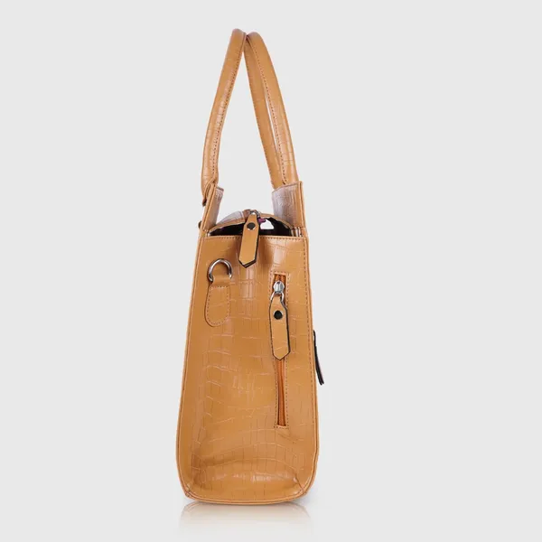 Yellow_Vegan_Leather_Casual_Classy_Design_Shoulder_Crossbody_Tote_Bag_With_Laptop_Sleeve_Cover_And_Pouch_For_Women
