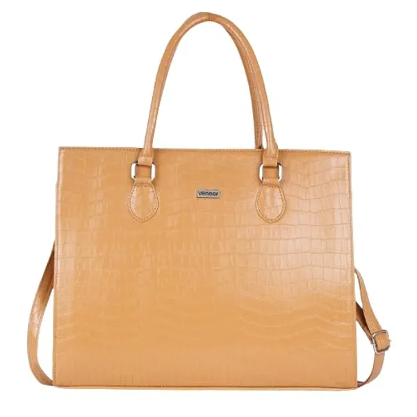 Yellow_Vegan_Leather_Casual_Classy_Design_Shoulder_Crossbody_Tote_Bag_With_Laptop_Sleeve_Cover_And_Pouch_For_Women