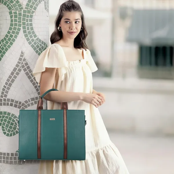 Green_Vegan_Leather_Classy_Mac_Book|_13_Inch_Laptop_Unique_Design_Crossbody_Tote_Bag_For_Women