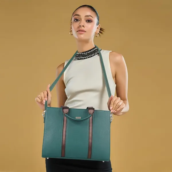 Green_Vegan_Leather_Classy_Mac_Book|_13_Inch_Laptop_Unique_Design_Crossbody_Tote_Bag_For_Women