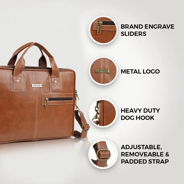 Tan_Synthetic_Vegan_Leather_Laptop_Briefcase_Bag_For_Men_|_16.5_Inch
