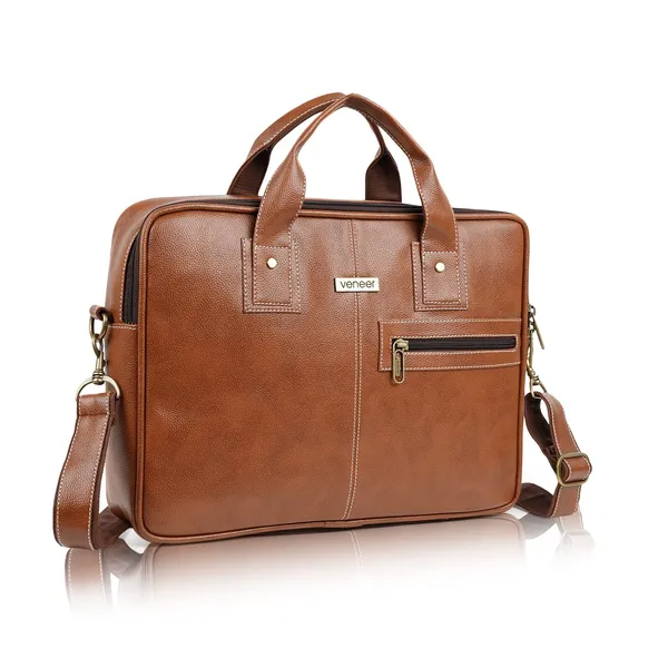 Tan_Synthetic_Vegan_Leather_Laptop_Briefcase_Bag_For_Men_|_16.5_Inch