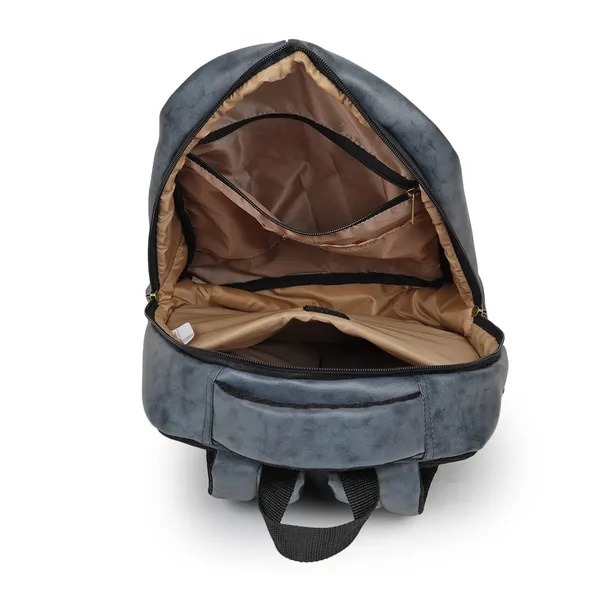 Grey_Pu_Leather_Casual_23L_Trendy_Travel_Office_Laptop_Shoulder_Daytrip_College_Business_Backpack_For_Unisex