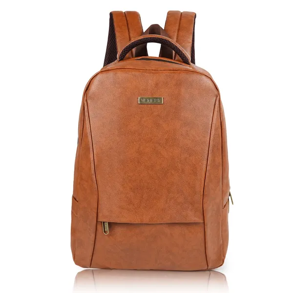 Tan_Pu_Leather_Casual_23L_Trendy_Travel_Office_Laptop_Shoulder_Daytrip_College_Business_Backpack_For_Unisex
