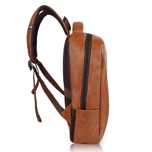 Tan_Pu_Leather_Casual_23L_Trendy_Travel_Office_Laptop_Shoulder_Daytrip_College_Business_Backpack_For_Unisex