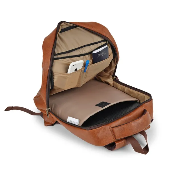 Tan_Pu_Leather_Casual_23L_Trendy_Travel_Office_Laptop_Shoulder_Daytrip_College_Business_Backpack_For_Unisex