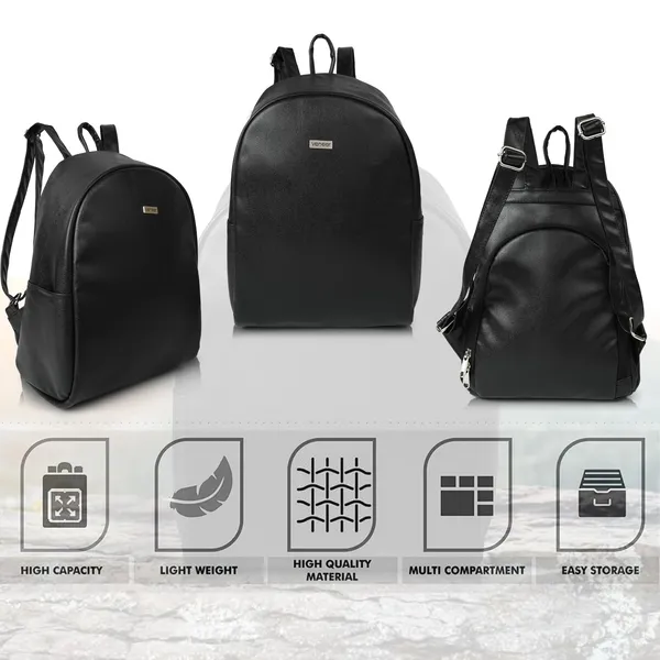 Black_Pu_Leather_Classic_17L_Trendy_Travel_Shoulder_Small_Mini_School|Office|College_Daytrip_Backpack_For_Women