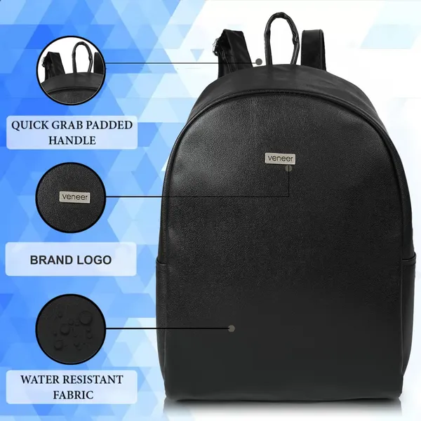 Black_Pu_Leather_Classic_17L_Trendy_Travel_Shoulder_Small_Mini_School|Office|College_Daytrip_Backpack_For_Women