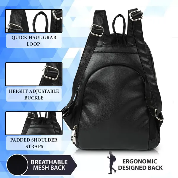 Black_Pu_Leather_Classic_17L_Trendy_Travel_Shoulder_Small_Mini_School|Office|College_Daytrip_Backpack_For_Women