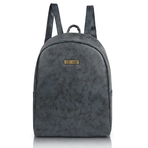 Grey_Pu_Leather_Classic_17L_Trendy_Travel_Shoulder_Small_Mini_School|Office|College_Daytrip_Backpack_For_Women