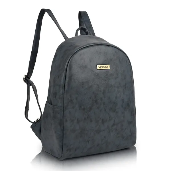 Grey_Pu_Leather_Classic_17L_Trendy_Travel_Shoulder_Small_Mini_School|Office|College_Daytrip_Backpack_For_Women