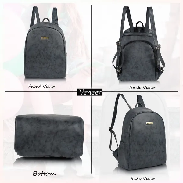 Grey_Pu_Leather_Classic_17L_Trendy_Travel_Shoulder_Small_Mini_School|Office|College_Daytrip_Backpack_For_Women