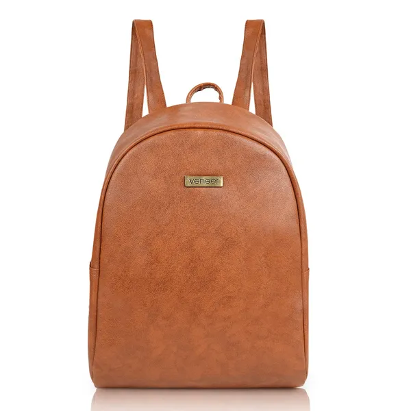 Tan_Pu_Leather_Classic_17L_Trendy_Travel_Shoulder_Small_Mini_School|Office|College_Daytrip_Backpack_For_Women