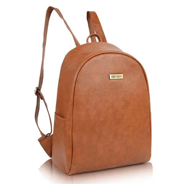 Tan_Pu_Leather_Classic_17L_Trendy_Travel_Shoulder_Small_Mini_School|Office|College_Daytrip_Backpack_For_Women