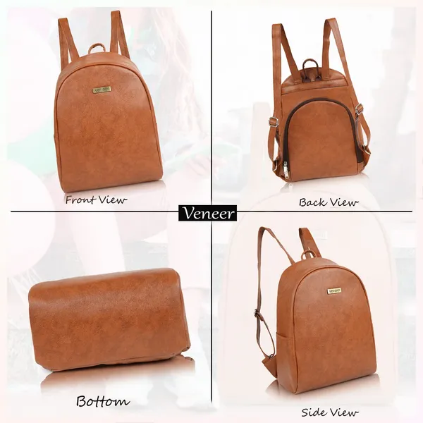 Tan_Pu_Leather_Classic_17L_Trendy_Travel_Shoulder_Small_Mini_School|Office|College_Daytrip_Backpack_For_Women