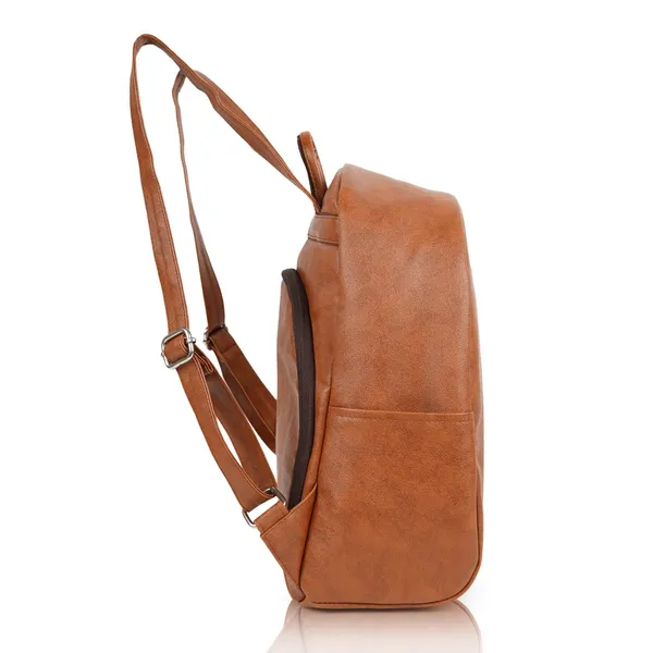 Tan_Pu_Leather_Classic_17L_Trendy_Travel_Shoulder_Small_Mini_School|Office|College_Daytrip_Backpack_For_Women