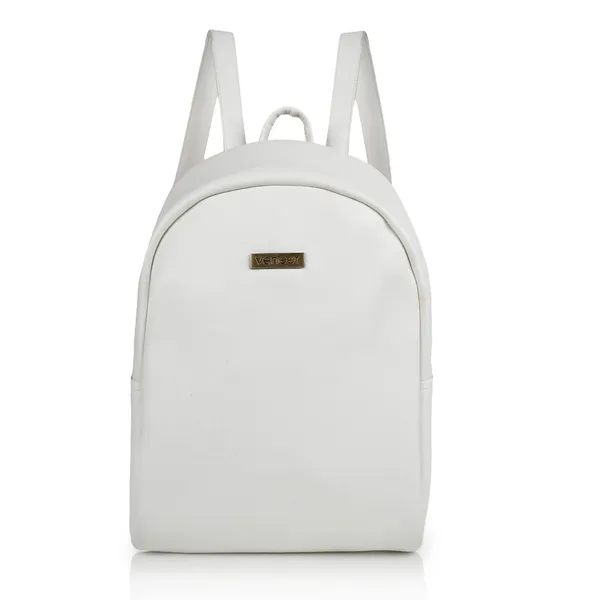 White_Pu_Leather_Classic_17L_Trendy_Travel_Shoulder_Small_Mini_School|Office|College_Daytrip_Backpack_For_Women