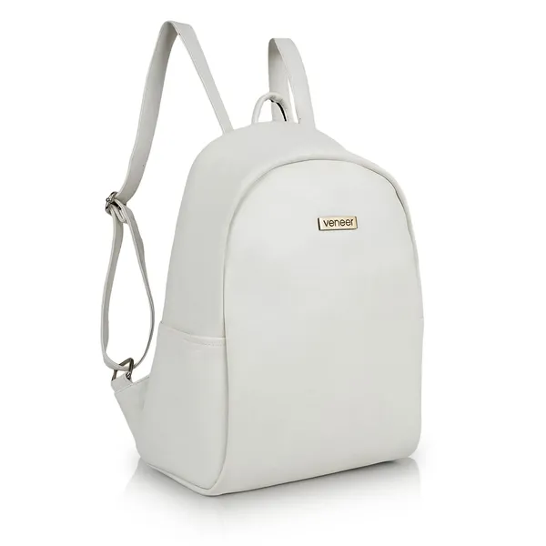 White_Pu_Leather_Classic_17L_Trendy_Travel_Shoulder_Small_Mini_School|Office|College_Daytrip_Backpack_For_Women